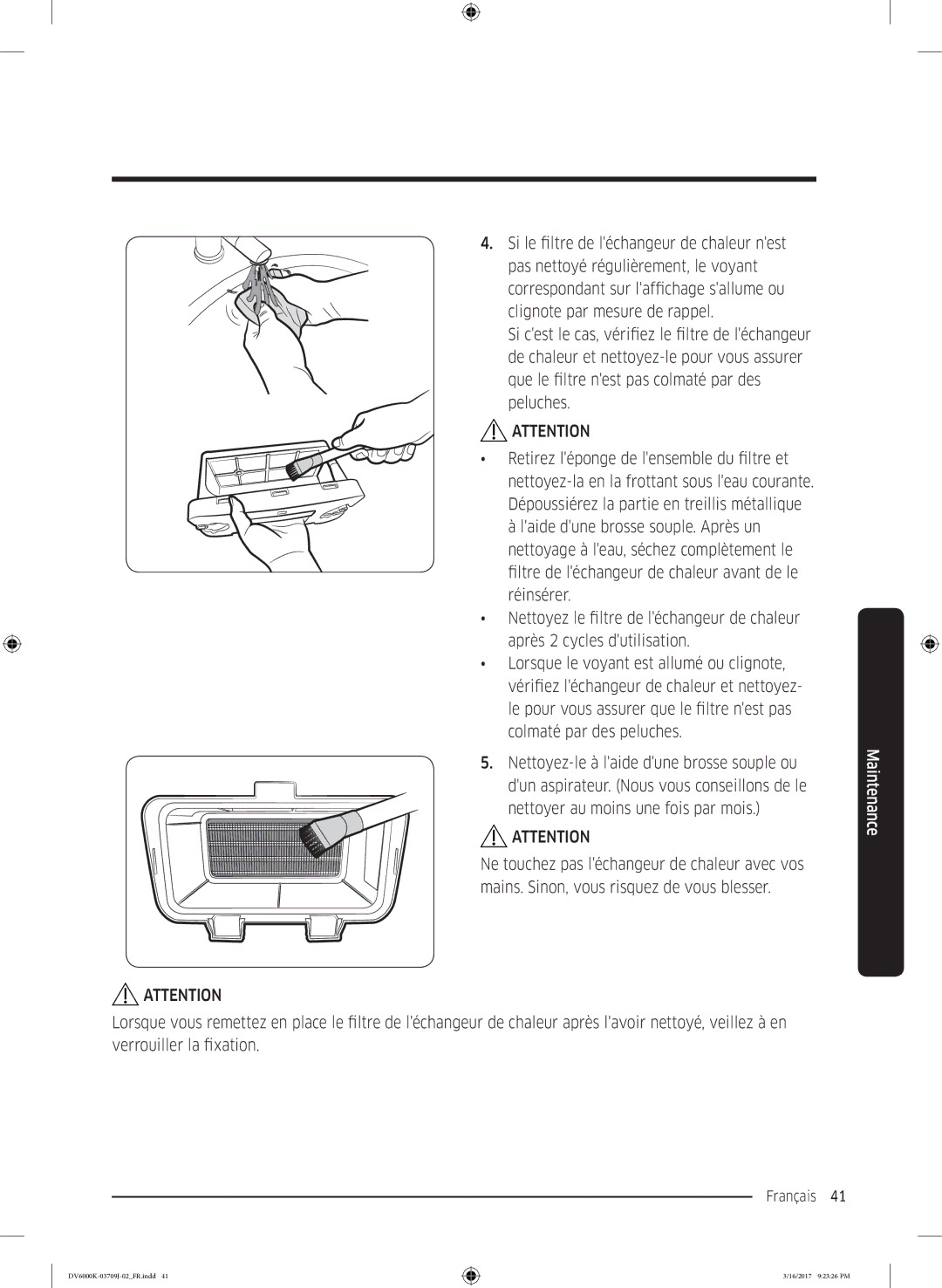 Samsung DV80K6010CW/EF, DV90K6000CW/EF manual Français 41  